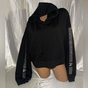 Victoria’s Secret PINK pullover hoodie black rhinestone “P” XXL NWT